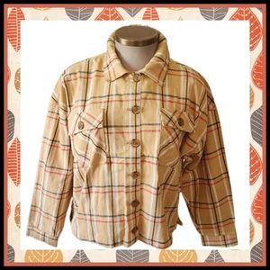 100% COTTON ☆ PLAID  FLANNEL ☆ SHACKET ☆ 2x ☆ NWT